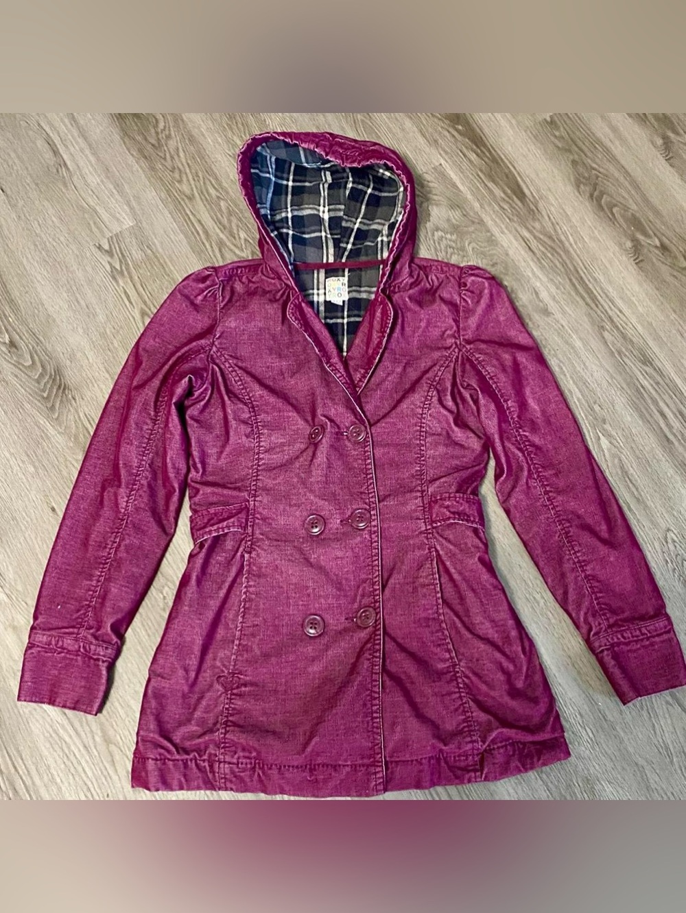 Y2K Roxy Hooded Corduroy Jacket Plaid flannel Lined Bella Swan Twilight Grunge M